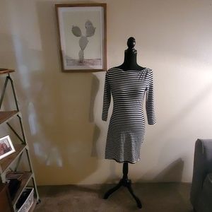 3/4 sleeve thick cotton stretchy midi dress